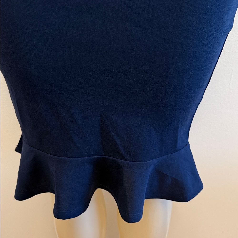 Elegant Navy Blue Ruffle Dress - Picture 3 of 8